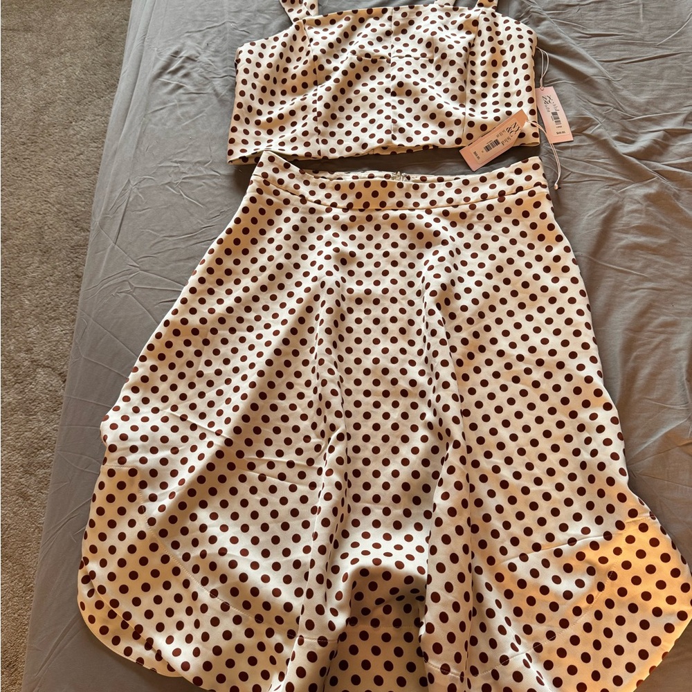 NWT New York & Company Polka Dot Skirt Set